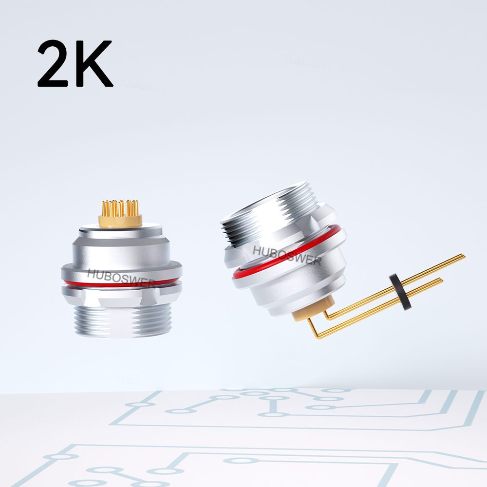 HUBOSWER K Series 2K PCB Straight Contact Socket Watertight IP68 CE Certified 250V Gold-plated Copper -55 220 Connector