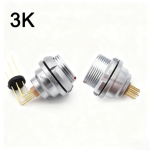 HUBOSWER K Series 3K Watertight IP68 Gold-plated PCB Elbow 90 Contact Socket 250V Self-Latching Push-Pull Connector