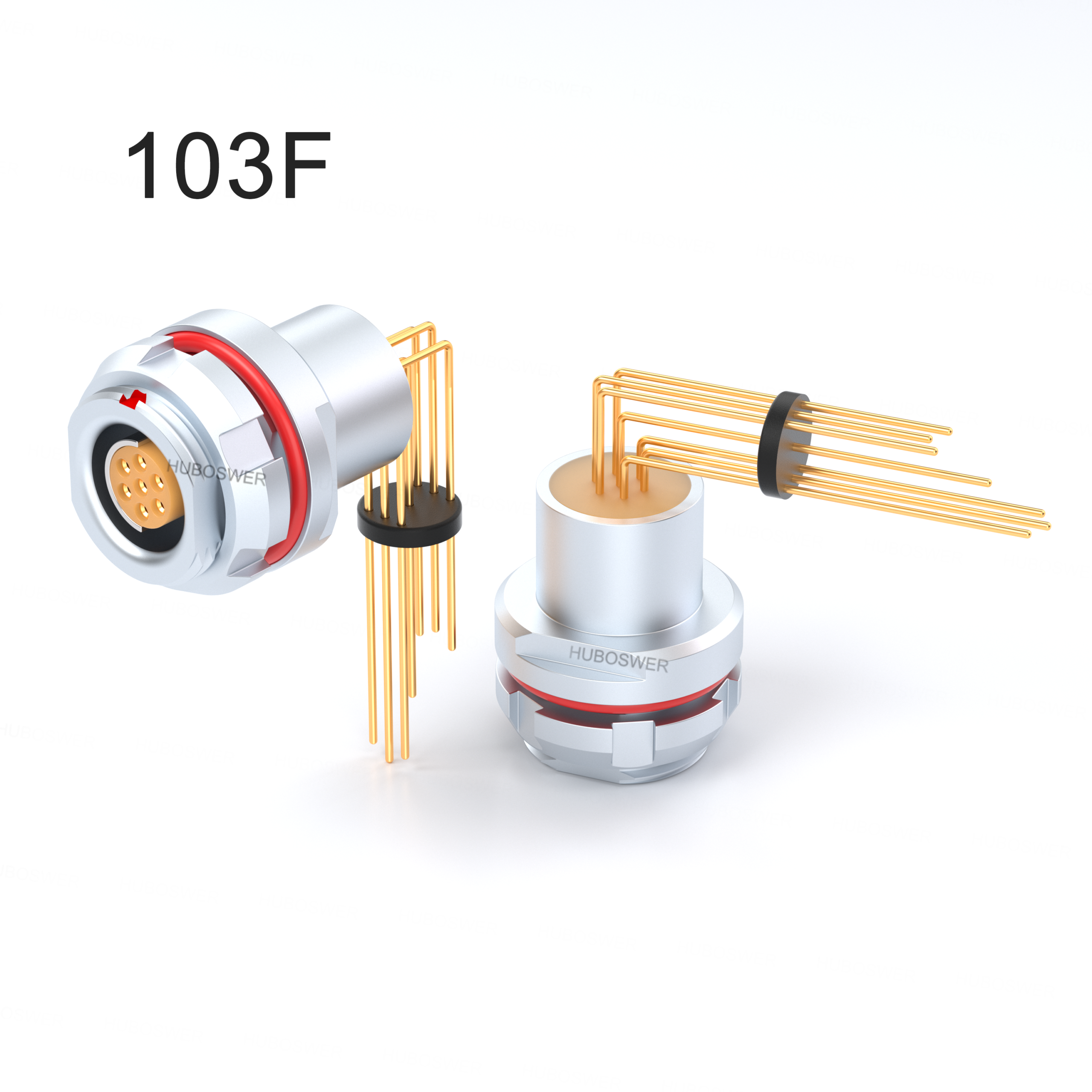 PCB Socket Print Straight Elbow 90° Degree Contacts 103F Series 2/3/4/5/6/7/8/12 Pins Circular Push-Pull Self-Latching Connector