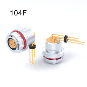 PCB Socket Print Straight Elbow 90 Degree 104F Series 2-32 Pins Circular Copper Push-Pull Self-Latching Connector IP66/68