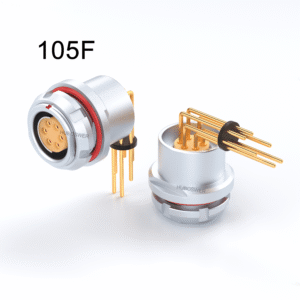 PCB Socket Print Straight Elbow 90° Degree Contacts 105F Series Multipole Pins Circular Push-Pull Self-Latching Connector