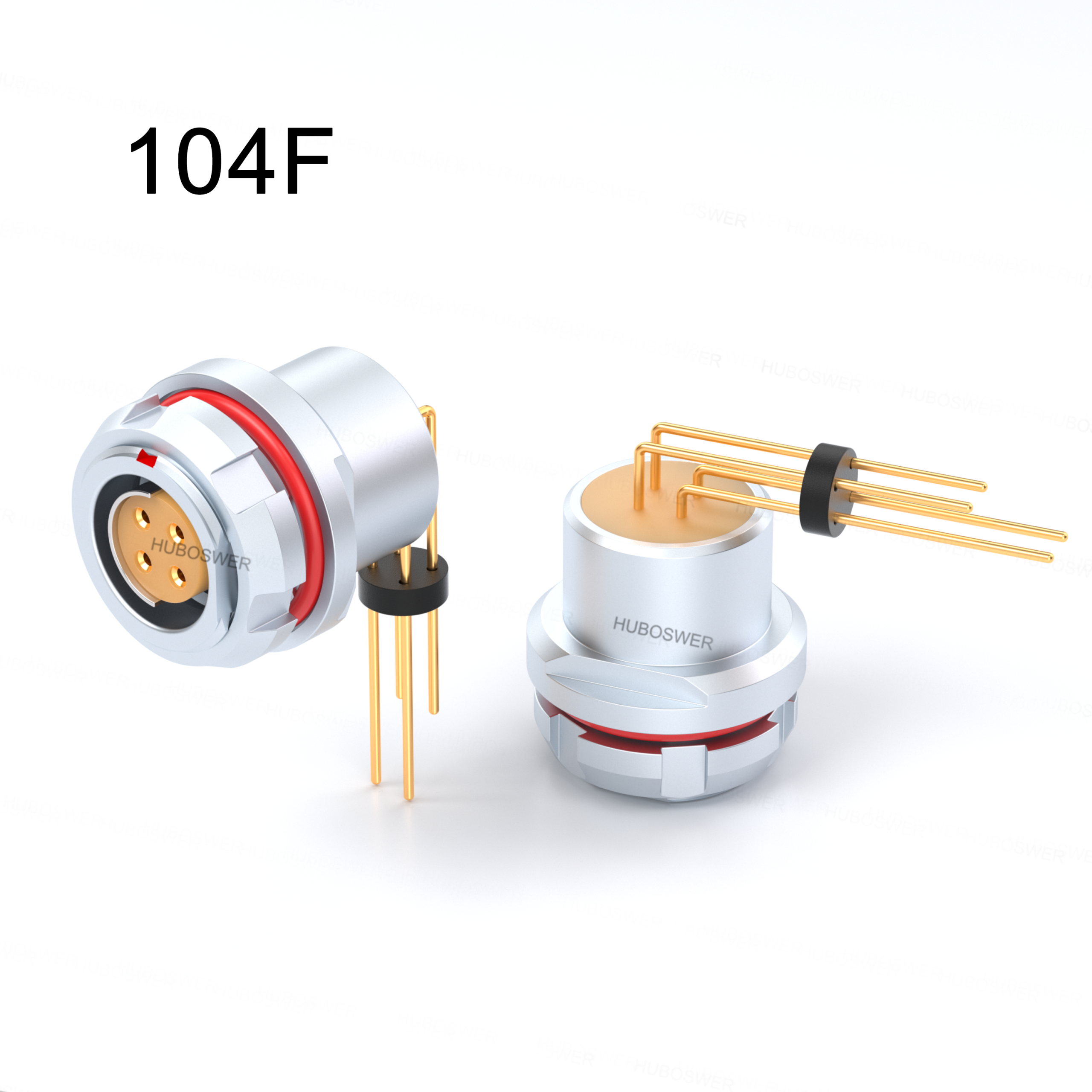 PCB Socket Print Straight Elbow 90 Degree 104F Series 2-32 Pins Circular Copper Push-Pull Self-Latching Connector IP66/68