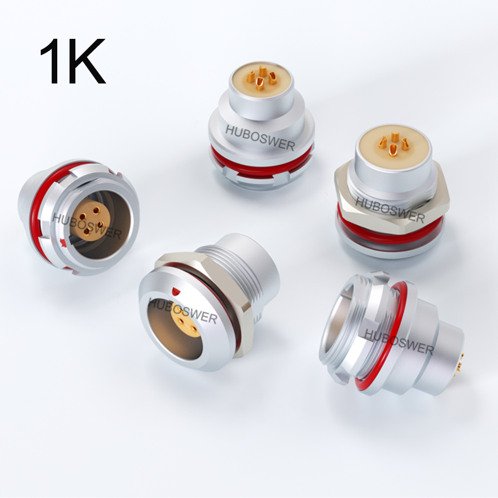 Sealed Vacuumtihgt Fixed Socket HGG HEG 1K Series 2/3/4/5/6/7/8/10/12/14/16 Pin Pressure 30Bar Push-Pull Self-Latching Connector
